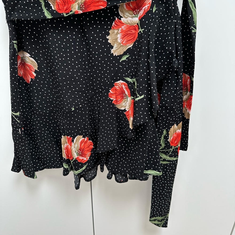 Topshop ‘Wrap’ Skirt with Floral and Polka Dots